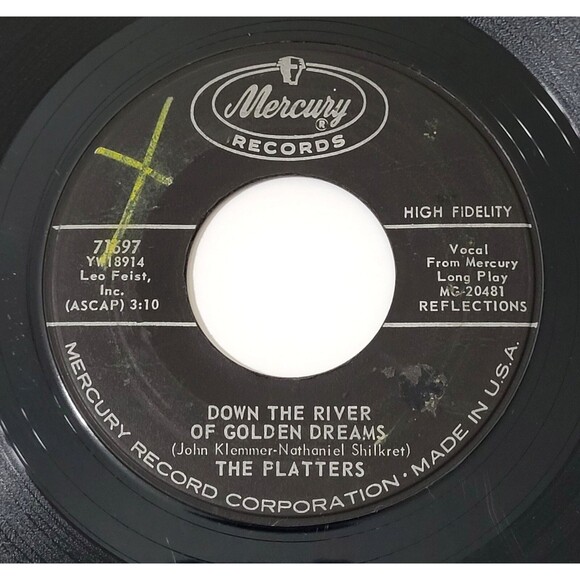 The Platters To Each His Own/Down The River Of Golden Dreams 45 RPM Mercury VG - Picture 2 of 2
